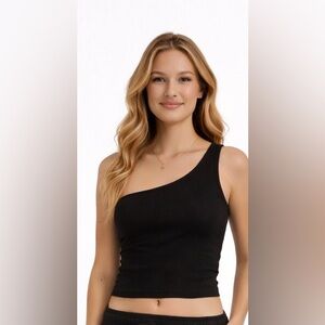 Dynamite Black Asymmetrical Crop Top